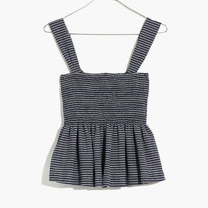 Madewell Texture & Thread Smocked Peplum Tank Top in Stripe